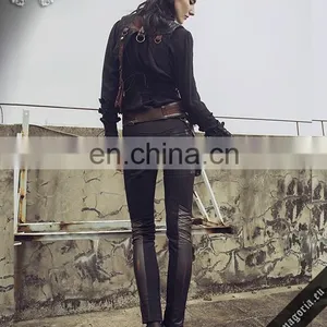Steampunk Trousers Made of Stretchy Vegan Leather and Fleece Lining thumbnail-4