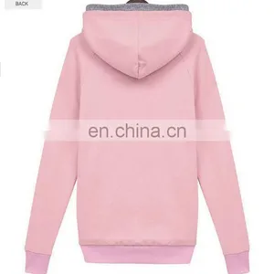 OEM Women Clothing 100% Cotton Plain Pullover Double- Hood Sweatshirt thumbnail-3