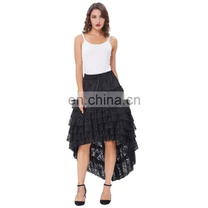 Belle Poque Ladies High-Low Hemline Design Black Amelia Steampunk Ruffled Lace Cake Skirt Popular Skirt BP000221-2 thumbnail-2