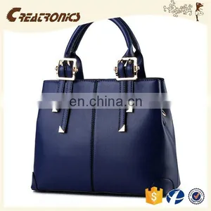 CR Europe Market Expert Recommend Tote Bag Woman Handbag Dark-blue Colors New Arrival High Quality pu Leather Tote Bag thumbnail-1