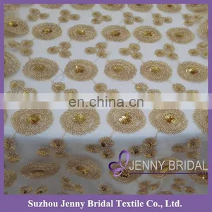 TR019A Jenny Bridal Gold Sequin Embroidered Wedding Table Runners thumbnail-3