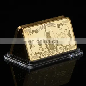 WR One Billion Gold Bar 24k 999.9 American Bill Note Fake Bars Quality Us Art Ornament With Plastic Case for Collection thumbnail-1