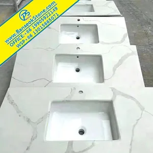 Calacatta Stone Slab Countertops Vanity White Marble thumbnail-1