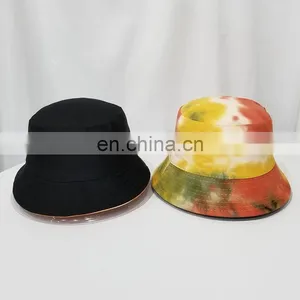 Hot Sale Double-sided Wear Tie Dye Cotton Bucket Cap Blank Jean Fisherman Hat thumbnail-5