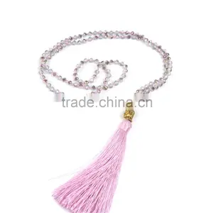 Wholesale 2016 Fashion Crystal Beads Necklace Buddha Head Smooth Tassel Pendant LY1602 thumbnail-6