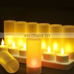 Wedding Events Party Restaurant Decorative Battery Operated 12 Packs Rechargeable Flicker Warm White Led Candle White thumbnail-1