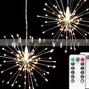 2019 Remote Control 8 Modes Dimmable Battery Operated Hanging Starburst LED Bouquet Shape String Lights thumbnail-1