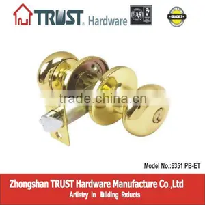 6351PB-ET:Trust ANSI Grade 3 Tubular Brass Knob Lock With Brass Cylinder thumbnail-1