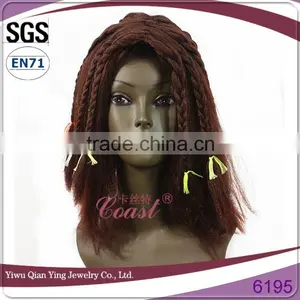 Natural Brown Straight Synthetic Homeless Girls Hair Wig With Little Braid thumbnail-1