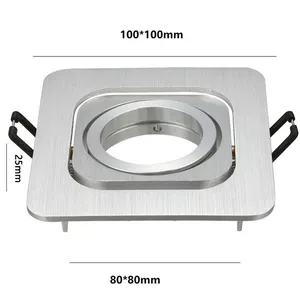 Creamy White Brushed Silver Square Adjustable Led Spotlight Fittings thumbnail-4