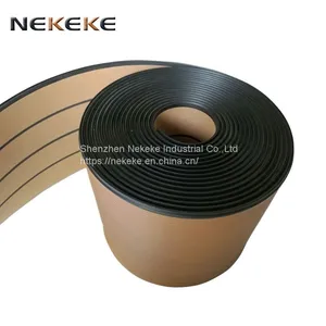 NEKEKE 25 Meter Roll 200mm Wide With Black Caulking Line Synthetic Teak Composite PVC Decking thumbnail-1