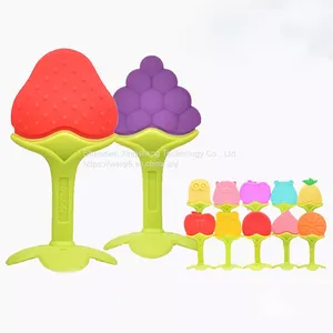 Infant Toddlers Silicone Teether Wholesale Customized Baby Chewable Fruit Shape BPA Free Silicone Baby Teething Toy Teether thumbnail-5