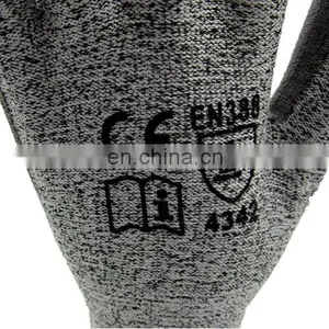 Great Grip En388 4544 Hppe PU Coated Construction Glove Cut Resistant Level 5 Work Safety Gloves for Construction thumbnail-5