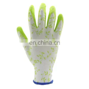 13G Nylon Liner With Digital Printing Hivis Green Latex Coated Gardening Gloves thumbnail-4