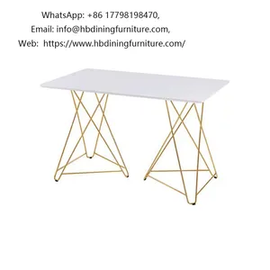 Gold Plated Iron Wire Legs MDF Rectangular Coffee Table thumbnail-1