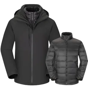 Three in One Men's and Women's Winter Soft Shell Woven Zipper Waterproof and Windproof Outdoor Warm Jacket thumbnail-5