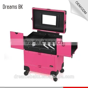 Beauty Design 4 Wheels Functional Portable Rolling Makeup Case With Drawers thumbnail-1
