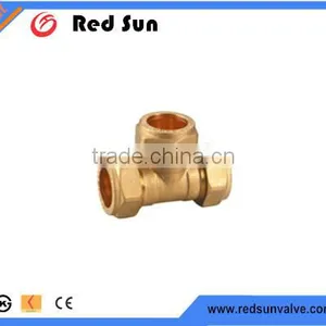 HR7030 Factory Manufacture Brass Water Cooper Pipe Compression Tee Fittings thumbnail-1