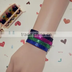 Wholesale Cheap Glitter PU Leather Wristband thumbnail-1