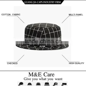 2015 Wholesale Fashion Checked Cooling Felt Bucket Hat thumbnail-1