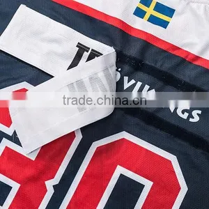 Polyester Cotton Fluorescent Nice Contrast Color Sublimation t Shirt Hockey thumbnail-5