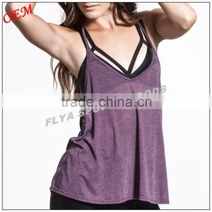 Wholesale Womens Top Quality Cotton Adjustable T-back Strap Gym Tank Top thumbnail-5
