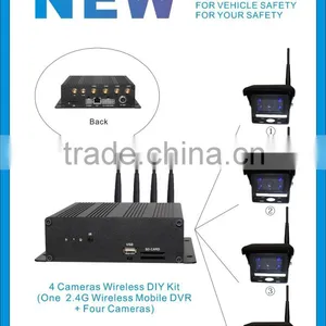 Car Reversing Aid 2.4GHz Digital Wireless Signal Support 4 Wireless Camera Double SD Card Wireless Reversing Camera Kit thumbnail-1