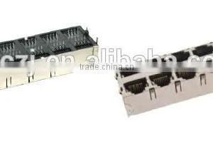 Top Entry 2*8 Ports RJ45 PCB JACK /Socket/Connector With Shielding thumbnail-1