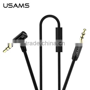 USAMS SJ064 L Shaped Aux Cable With MIC For Universal Mobile Phone 1m Stereo Audio Cable for Speaker thumbnail-3