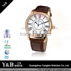 2015 Trendy Design Stainless Steel Back Water Resistant Leather Band Factory Watch thumbnail-1