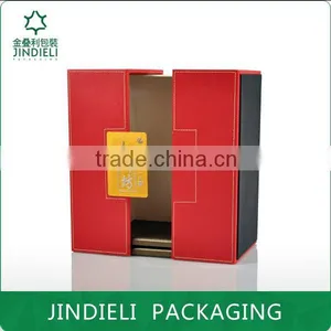 Red Leather Double Door White Spirit Packaging Box thumbnail-1