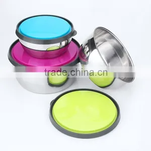 Stainless Steel Metal Rice Mixing Bowl With Silicone Lid thumbnail-5