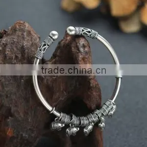 Antique Adjustable 925 Sterling Silver Elephant Cuff Bracelet thumbnail-3