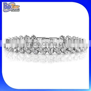 Top Quality 925 Sterling Silver Pave Diamond Heart Tennis Bracelet thumbnail-3