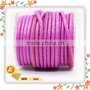 Pink 6mm Genuine Snakeskin Leather Cord for Fashion Jewelry Findings thumbnail-3