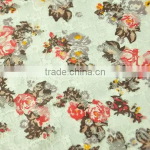 Blossom Printing Elastic Spandex Mesh Fabric for Clothing Decoration thumbnail-1