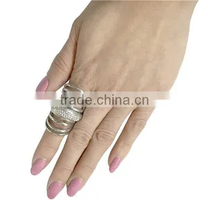 Girls Womens Ring Jewelry Punk Rhinestone Gold Plated Crystal Double Finger Adjustable Knuckle Rings thumbnail-4
