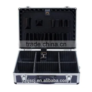 Permanent Protection With Foam Inserts Black Grooming Professional Aluminum Tool Case With Dividers Shoulder Belt thumbnail-1