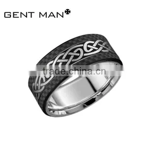 2016 New Design Men's Fashion Black Cobalt Chrome Carbon Fiber Ring thumbnail-1