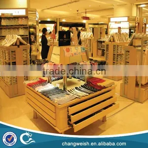 Wood Retail Clothing Display Rack and Wood Table Top Display Shelf thumbnail-1