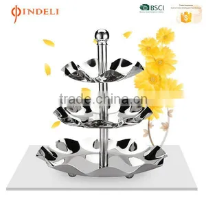 3 Tier Fruits Cakes Desserts Plate Stand Stainless Steel Plates thumbnail-1