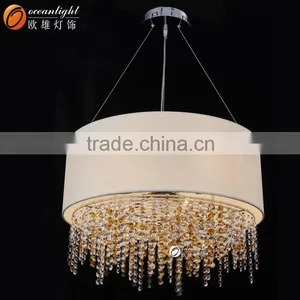 Faberic Cloth Lampshade Living Room Pendant Light Dinning Chandelier Lustre OM66128-600W thumbnail-1