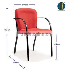 Modern Red Fabric Dining Chair Stackable Student Chair With Metal Frame thumbnail-3