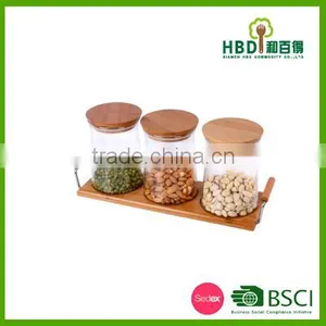 New Transparant Glass Jar/glass Canister With Airtight Bamboo Lid thumbnail-3