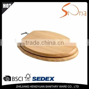 Natural Color Solid Oak Soft Close Toilet Seat Cover thumbnail-3