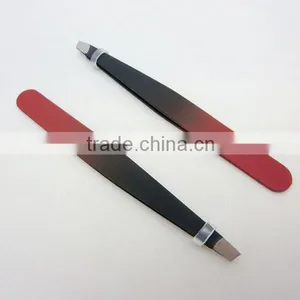 Red and Black Stainless Steel 9.6cm 13g New Style Eyebrow Tweezers thumbnail-1