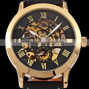 Mens Luxury Roman Dial Automatic Mechanical Stainless Steel Skeleton Sport Watch thumbnail-1