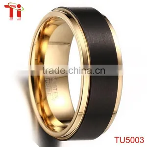 18K Gold Tungsten Carbide Ring Brushed Surface thumbnail-3