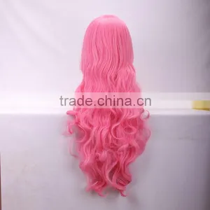 High Quality Pink Wavy Wigs Wholesale Cheap Synthetic Wigs Cosplay Wigs thumbnail-1