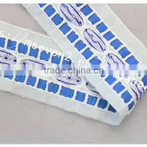 Fashion Design 5cm Width Embroidery Satin Ribbon With Cotton Triming thumbnail-4